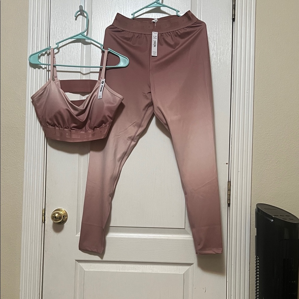 PINK vs Mauve Ombre Active Set - Sports Bra & Leggings